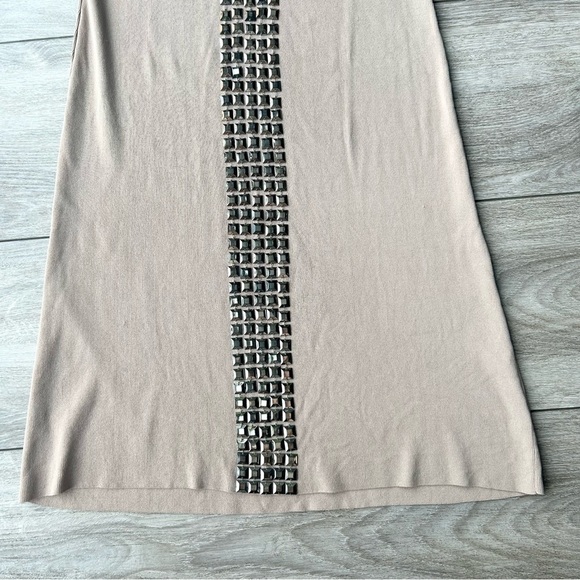 BCBGMaxAzria Geometric Studded Round Neck Sleeveless Sweater Tank Dress - Picture 8 of 11